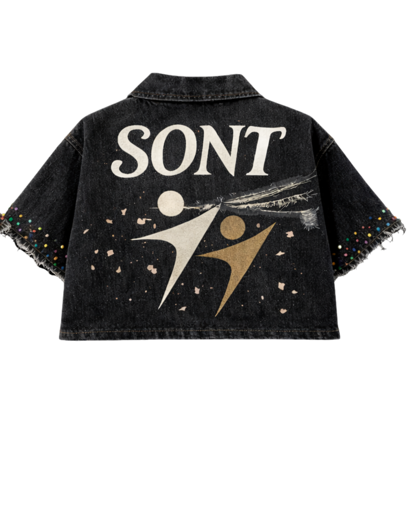 Black Cherry Blossom Denim Top (PREORDER)